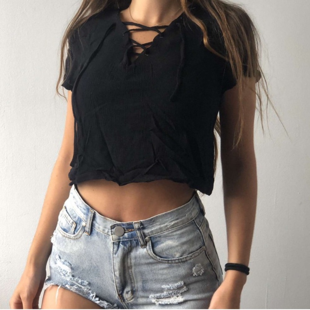 Brandy Melville Tie Up Lace Crop